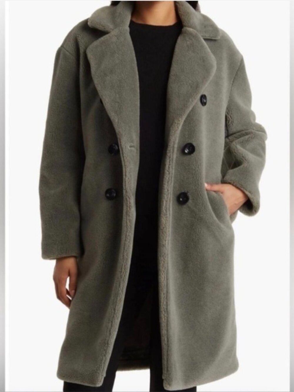 Rebecca Minkoff Teddy Bear Coat Sherpa Collared Green Small